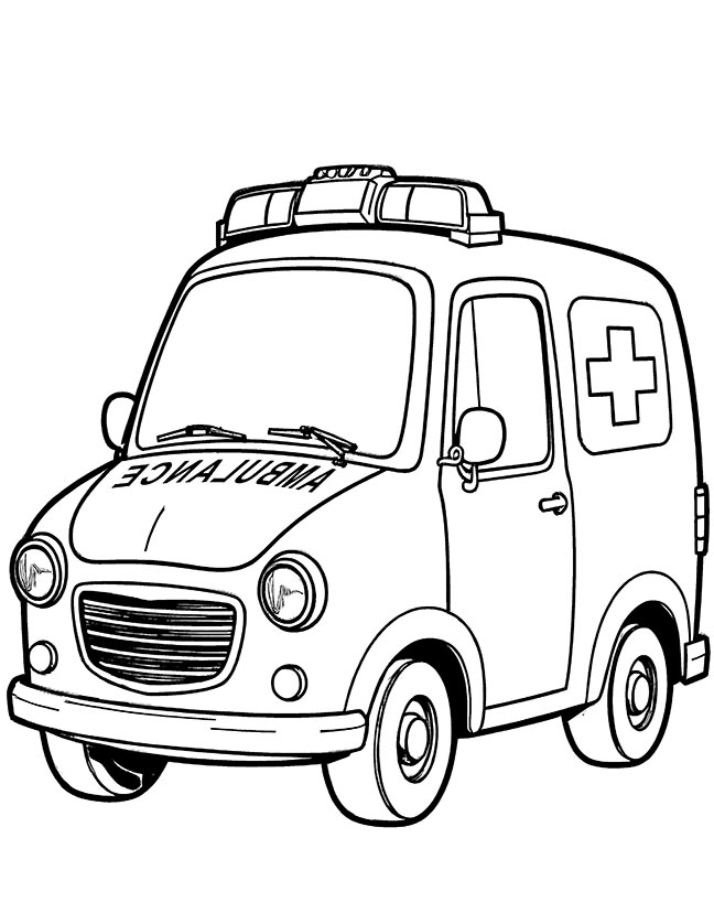 Cute ambulance coloring page Cute ambulance coloring page